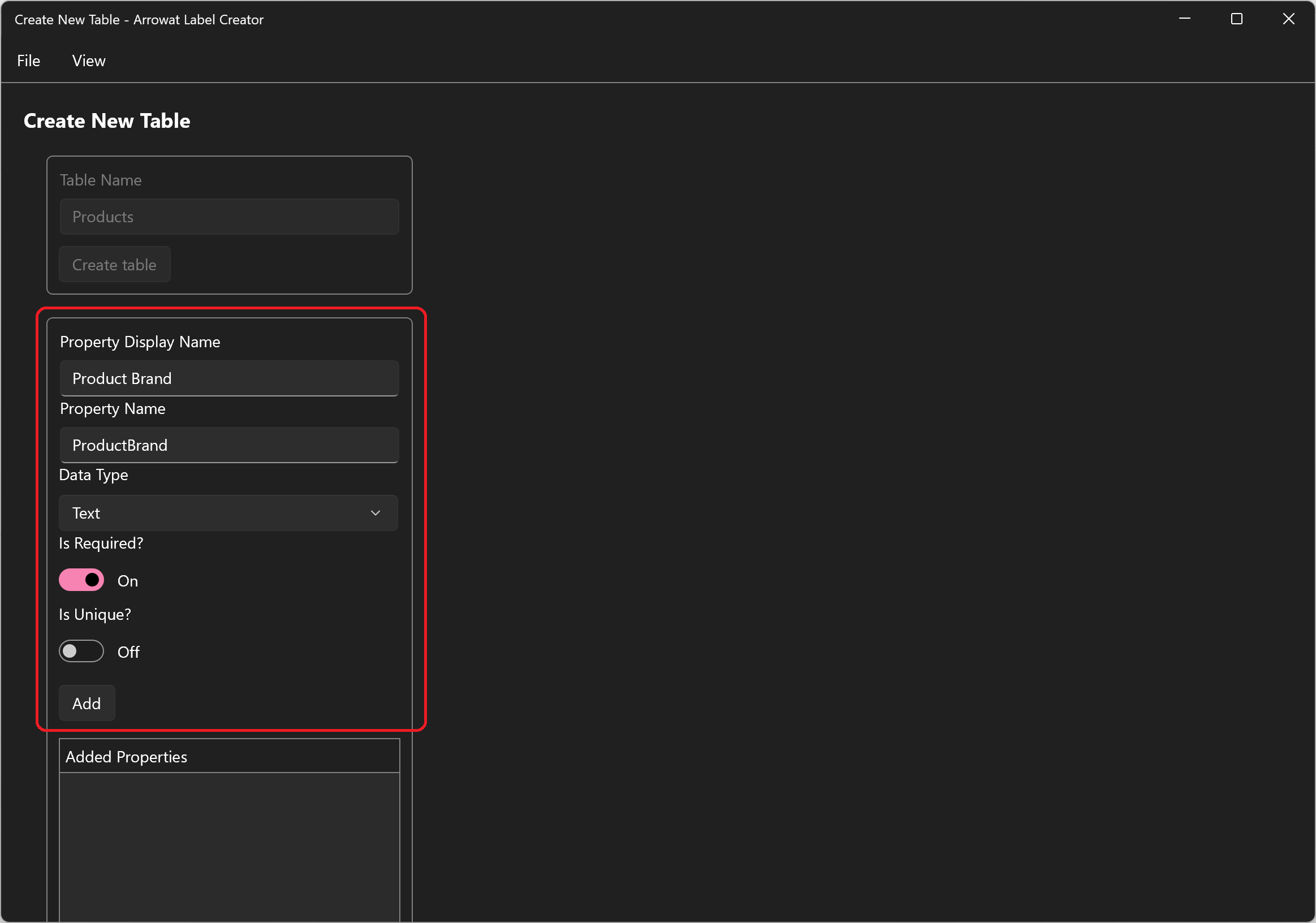 Batch Builder Create Table