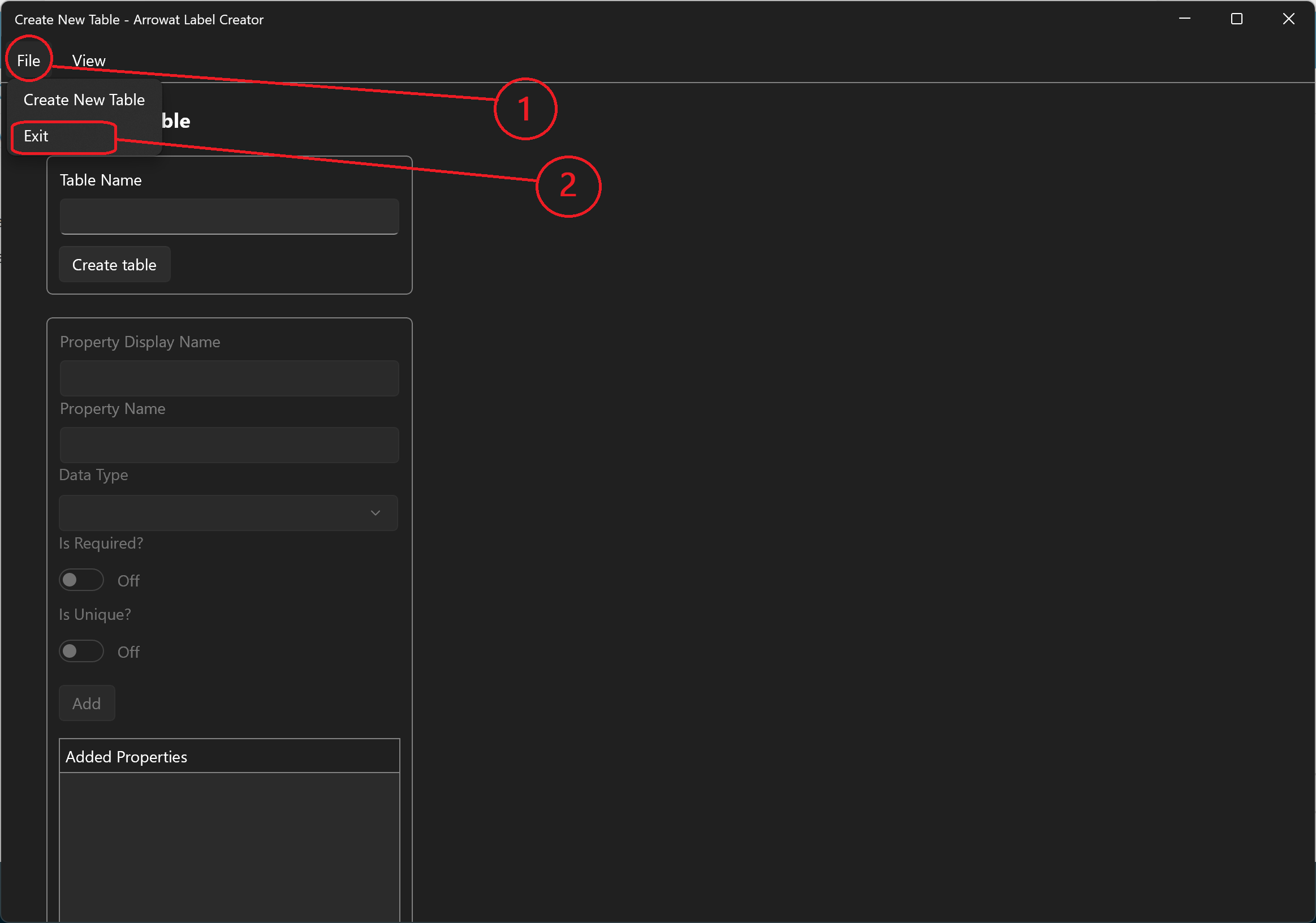 Batch Builder Create Table