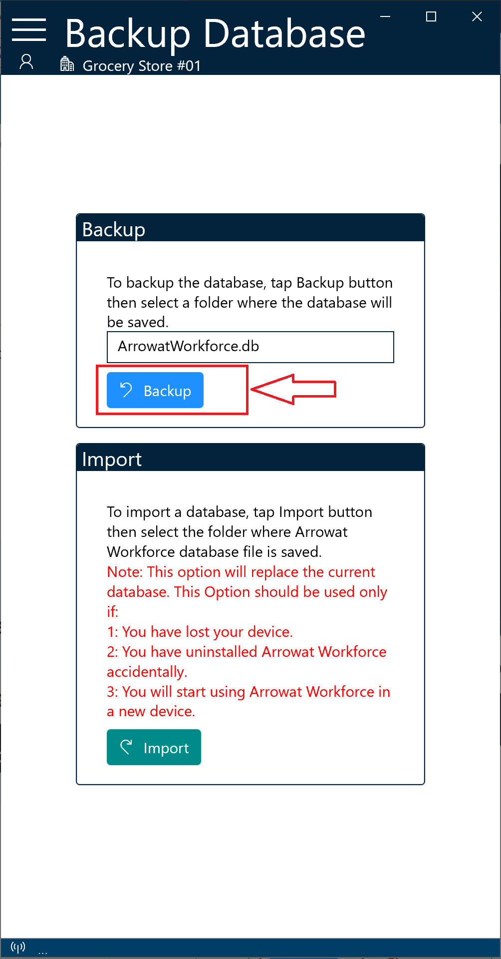 backup database options